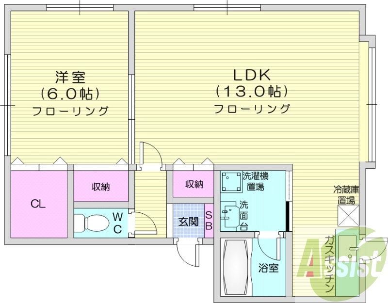 1LDK、灯油暖房、トランクルーム、TVモニターホン