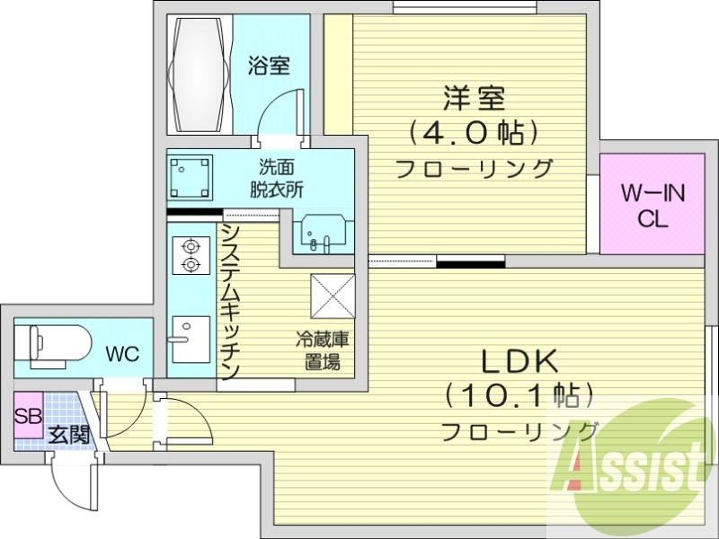 1LDK、エアコン、都市ガス、ペット飼育可