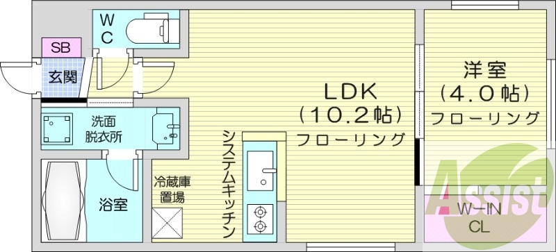 1LDK、エアコン、都市ガス、ペット飼育可