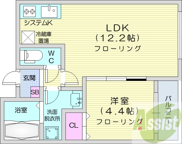 1LDK、エアコン、都市ガス、ネット無料