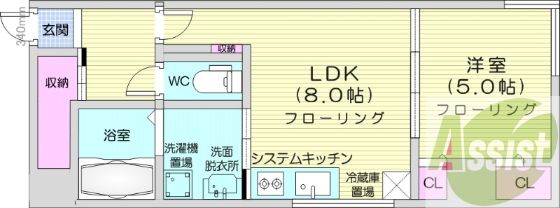 1LDK、オートロック、角部屋、ネット無料、システムキッチン
