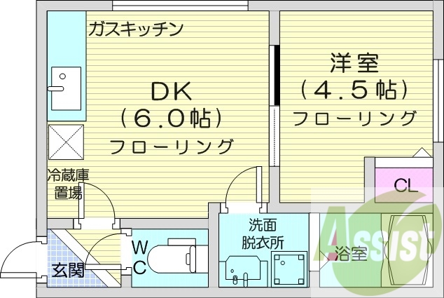 1DK、エアコン、灯油暖房、ネット使用料不要
