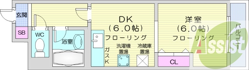 1DK、バス・トイレ別、灯油暖房、プロパンガス