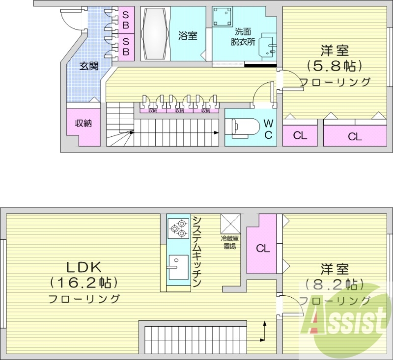 2LDK、エアコン、都市ガス、食洗器、追い焚き