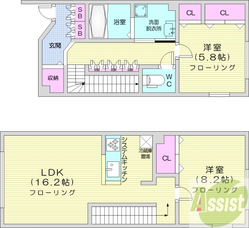 2LDK、エアコン、都市ガス、食洗器、追い焚き