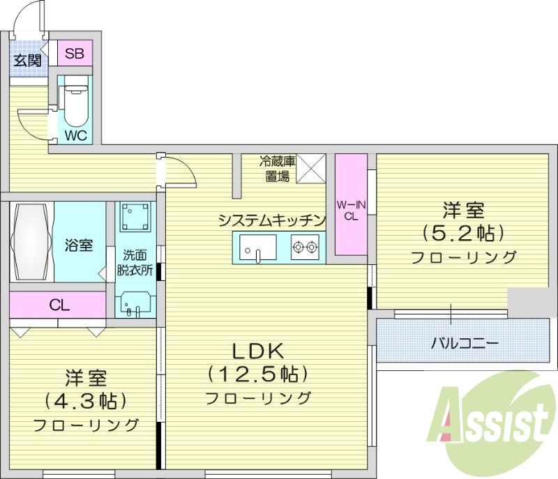 2LDK、都市ガス、エアコン、ガス暖房、ネット無料