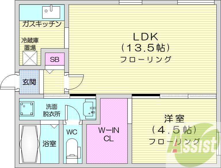 1LDK、エアコン、灯油暖房、収納、ネット無料