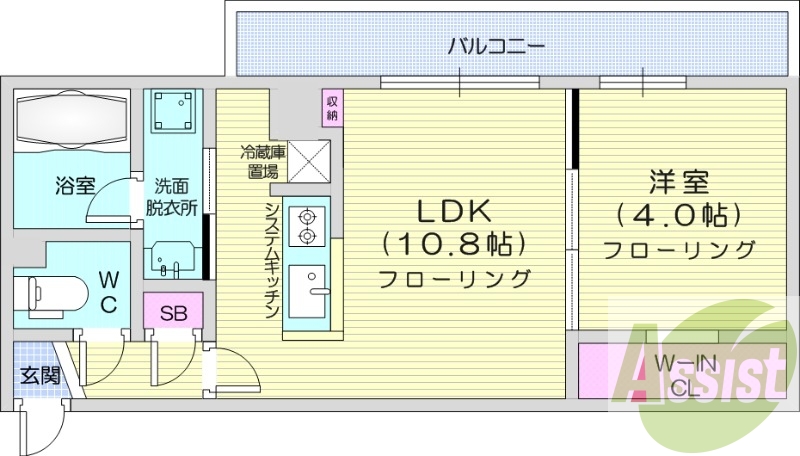 1LDK、エアコン、都市ガス、ペット飼育可