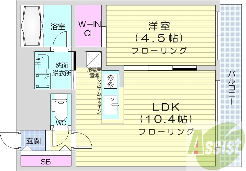 1LDK、エアコン、都市ガス、ペット飼育可