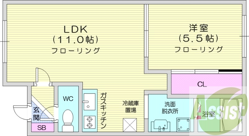 1LDK、クローゼット、シャンプードレッサー