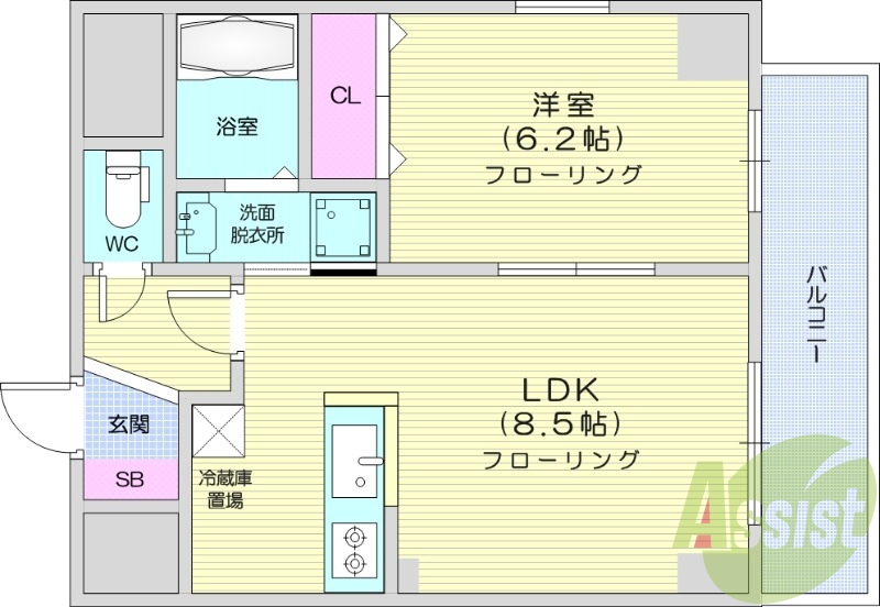 1LDK、システムキッチン、角部屋、インターネット無料