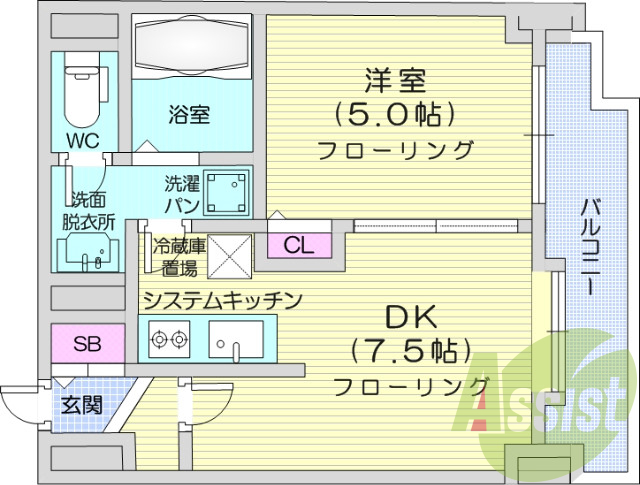 1DK、灯油暖房、モニターホン、オートロック