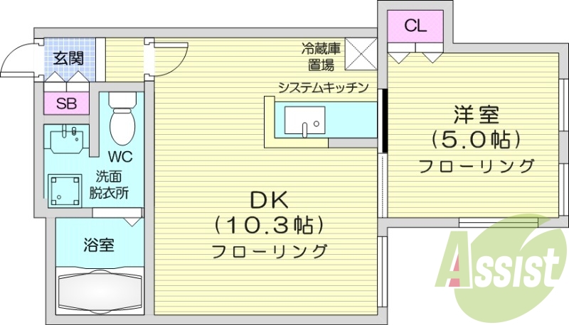 1LDK、灯油暖房、エレベーター、オートロック