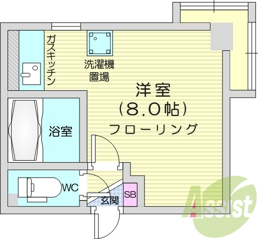 1R、室内洗濯機置き場、暖房便座、シャワートイレ、灯油暖房
