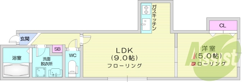 1LDK、ロードヒーティング、モニター付きインターホン