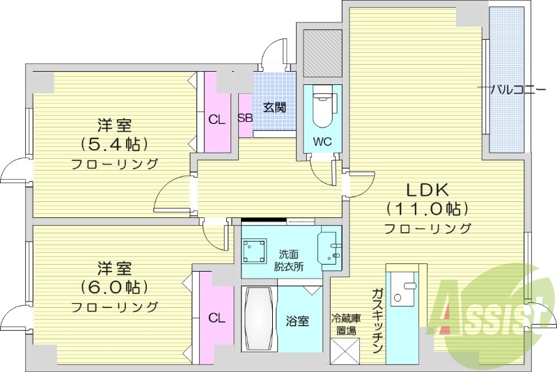 2LDK、灯油FF暖房、シャンプードレッサー、ガス給湯器
