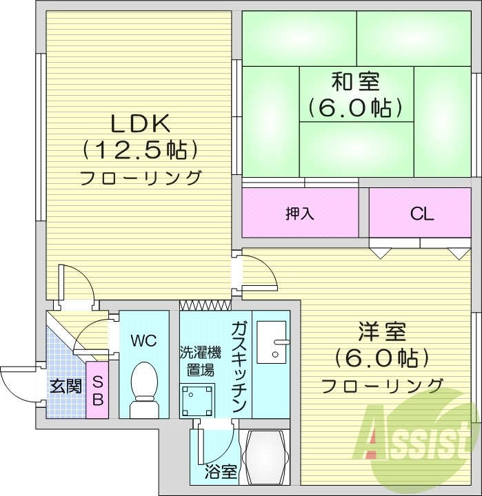 2LDK、収納、角部屋、給湯器、灯油暖房