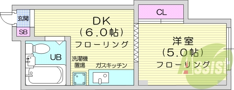 1DK、ネット無料、シューズボックス、モニター付き