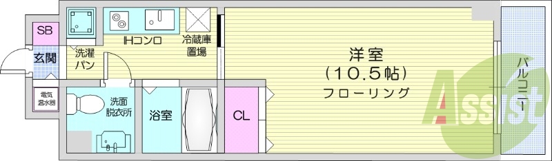 １K、オートロック、オール電化、バストイレ別