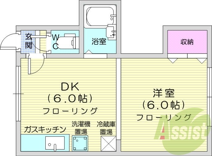 1DK、押入、和室、バストイレ別、ガスキッチン