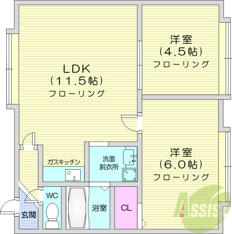 2LDK、最上階、TVモニターホン、シャンプードレッサー