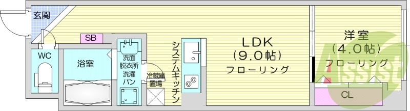 1LDK、オール電化、バストイレ別、宅配ボックス
