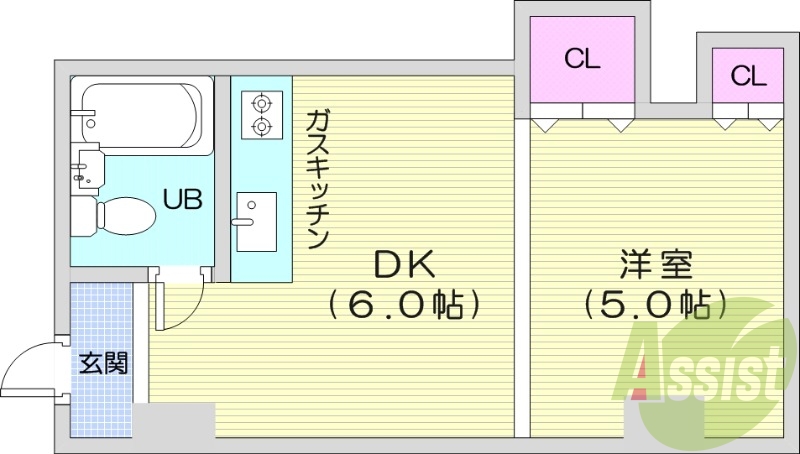 1DK、家具・家電付き、オートロック、分譲マンション