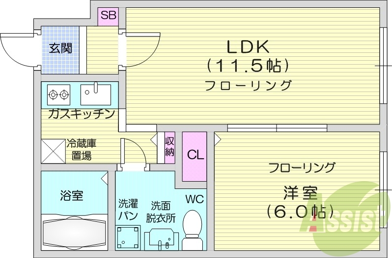 1LDK、システムキッチン、ネット無料、ペット可