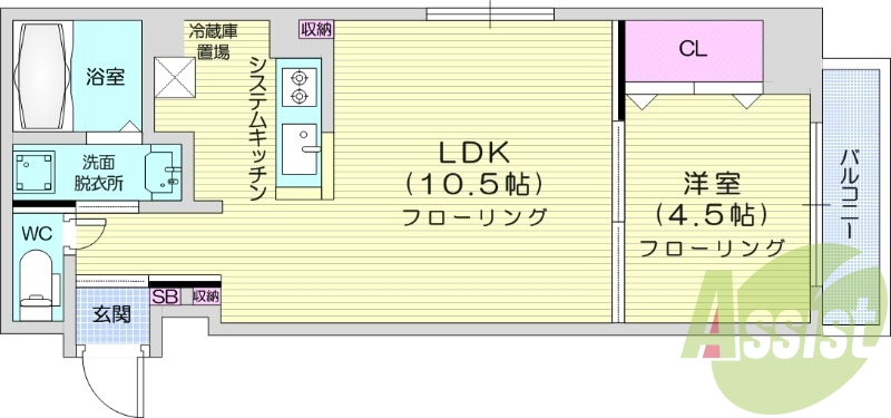 1LDK、クローゼット、バストイレ別、洗面脱衣所