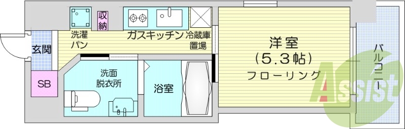 1K、追い炊き機能、宅配BOX、システムキッチン