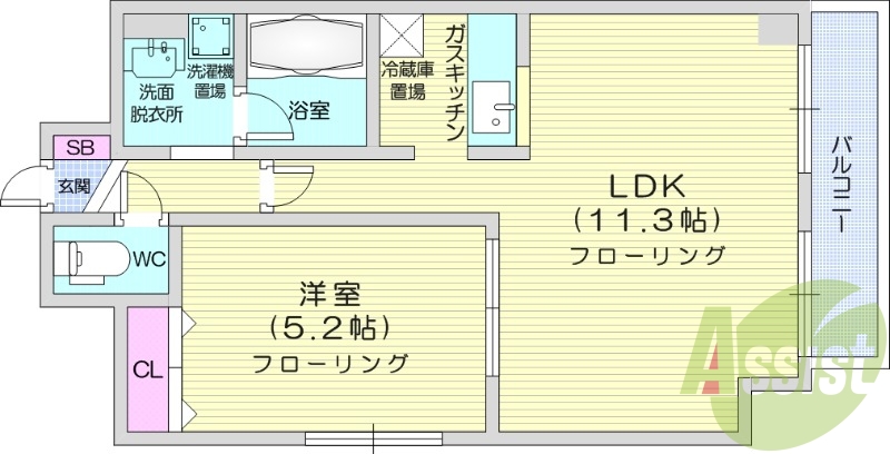 1LDK、ネット無料、灯油暖房、シャンプードレッサー