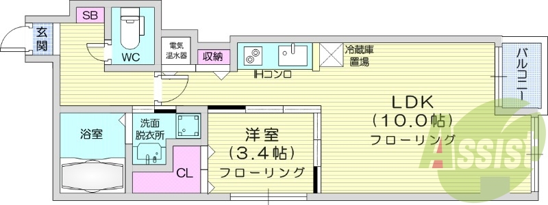 1LDK、収納、バストイレ別、洗面脱衣所、ネット無料