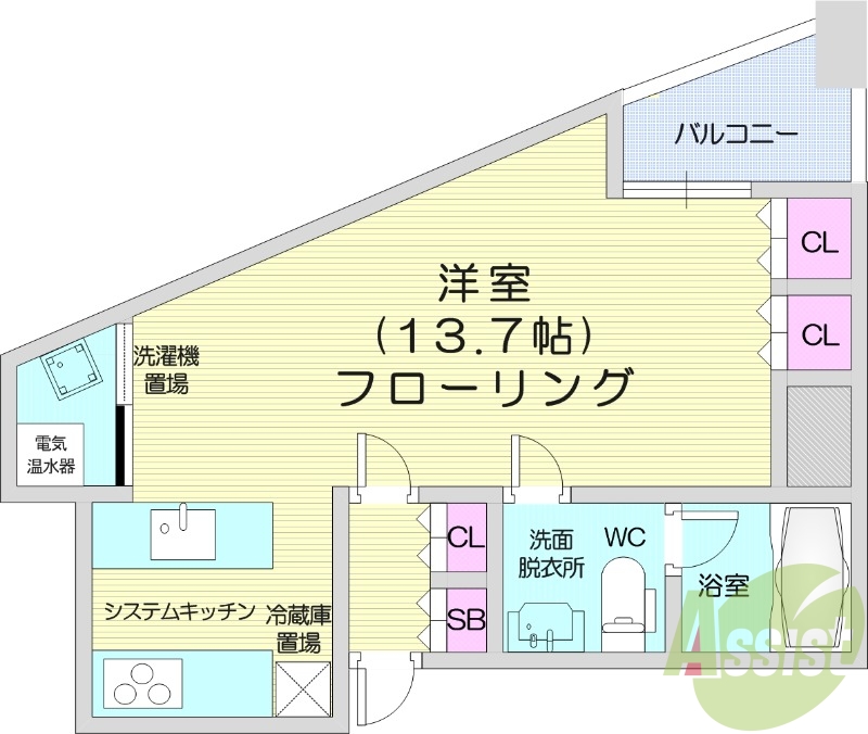１R、オール電化、オートロック、宅配ボックス
