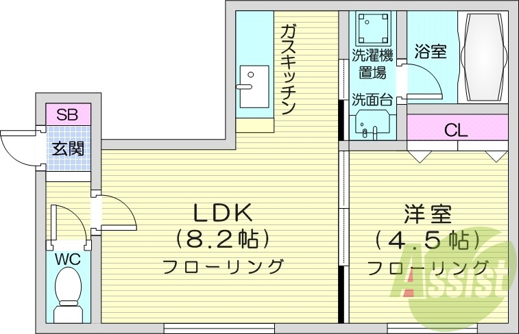 1LDK、シャンプードレッサー、ウォシュレット