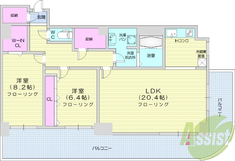 2LDK、オートロック、灯油給湯、灯油FF暖房、電気コンロ