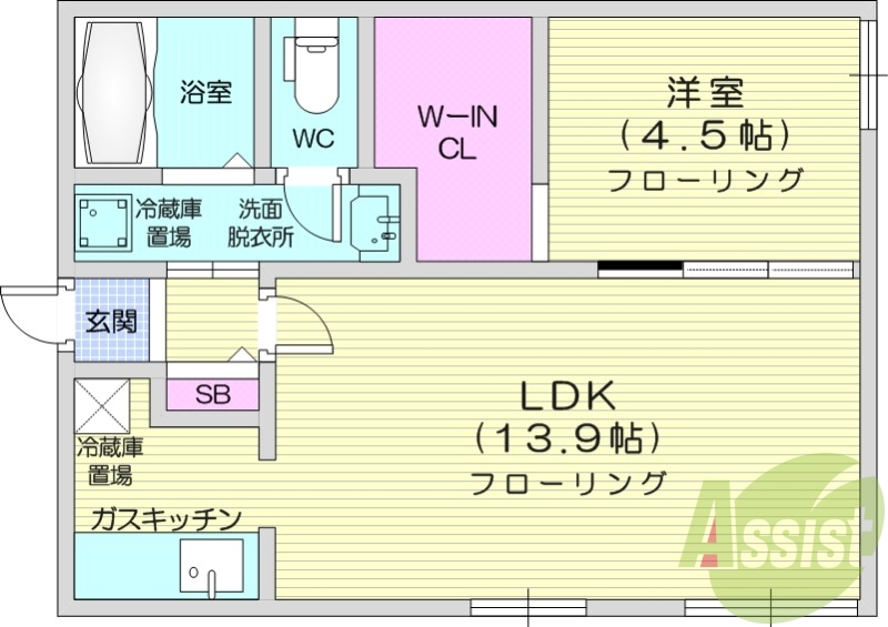 1LDK、エアコン、灯油暖房、収納、ネット無料