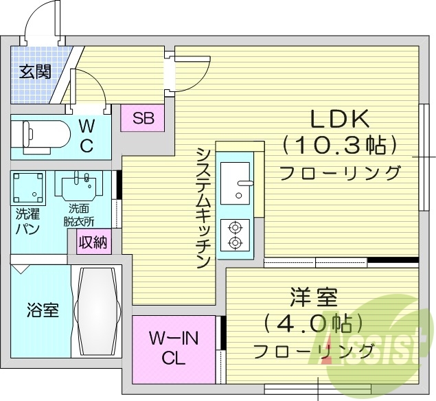 1LDK、エアコン、浴室乾燥、ネット無料