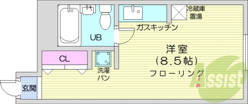 1K、デザイナーズ、ガスFF暖房、オートロック
