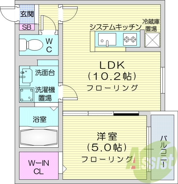 1LDK、オートロック、ペット可、システムK、ネット無料