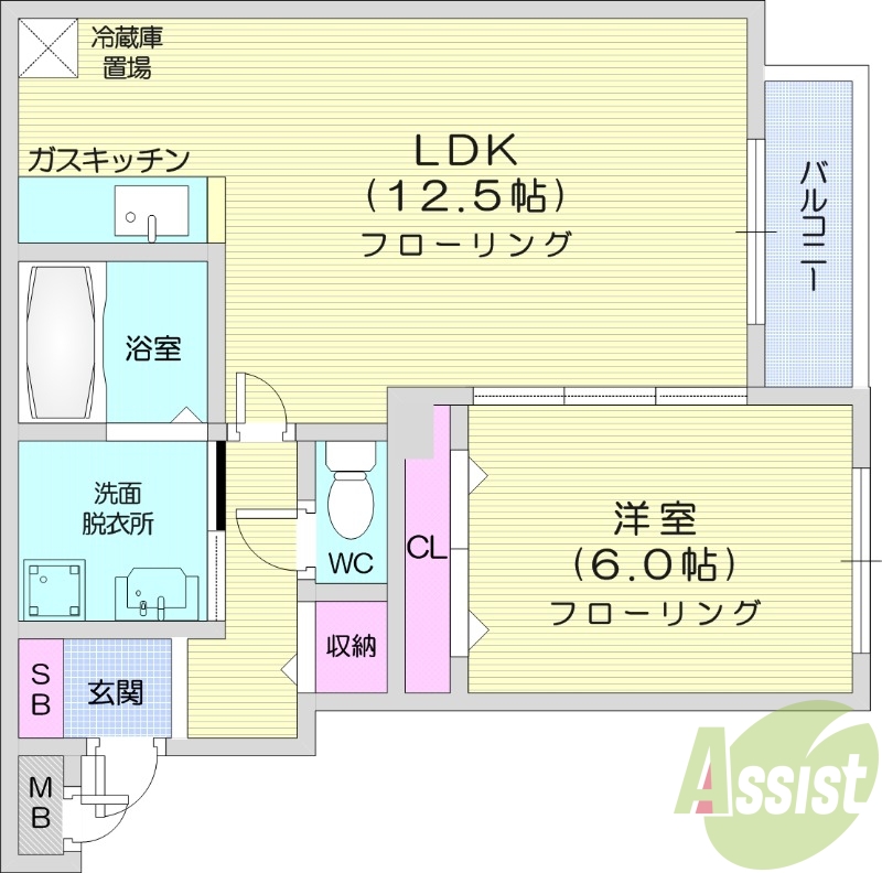 1LDK、収納、角部屋、追い炊き、バストイレ別