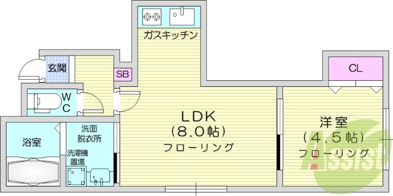 1LDK、TV付きインターホン、クローゼット、灯油暖房