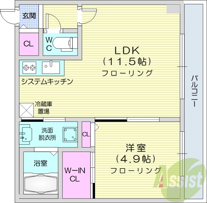 1LDK、都市ガス、エアコン、ネット無料