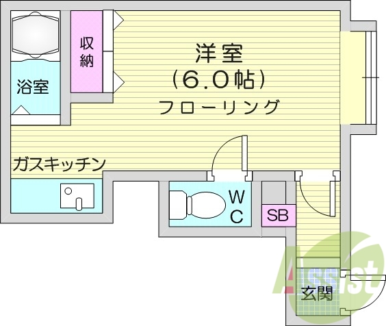 1K、室内洗濯機置場、CATV、ネット使用料無料