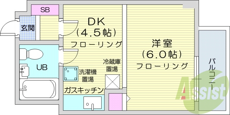 1DK、都市ガス、インターネット無料、ペット可
