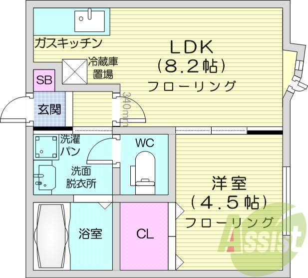 1LDK、ネット使用料不要、カメラ付きインターホン