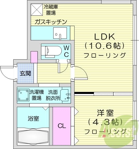 1LDK、クローゼット、ペット可、ネット無料、エアコン