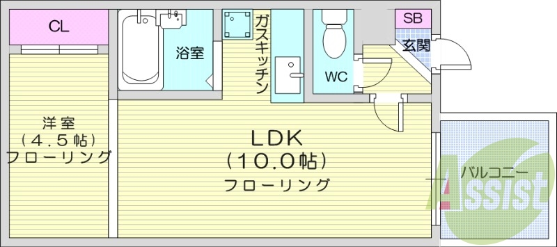 1LDK、クローゼット、ペット相談OK、バルコニー、エアコン
