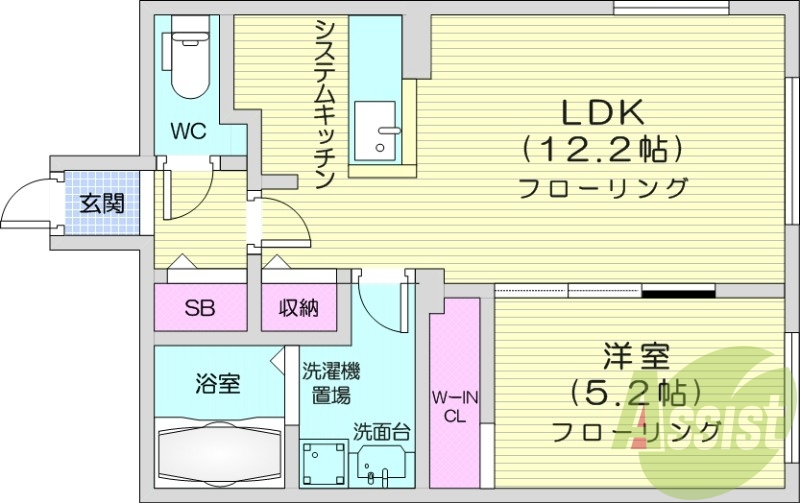 1LDK、ペット可、エアコン、浴室乾燥機