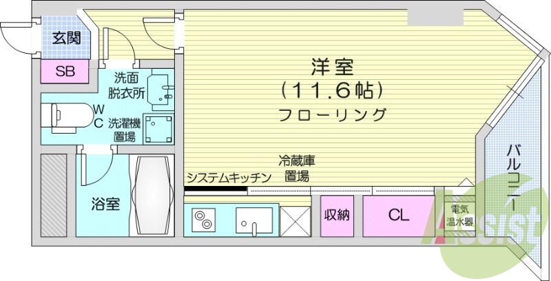 ワンルーム、システムキッチン、エアコン、光ファイバー