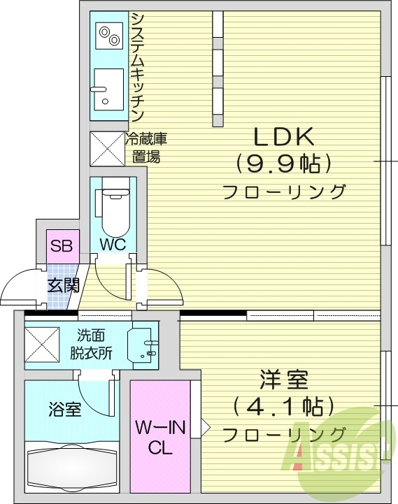 1LDK、都市ガス、オートロック、エアコン